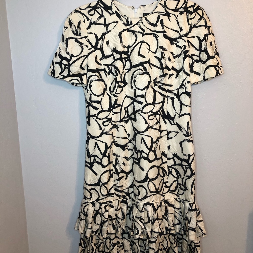 Carolina Herrera Black and White Patterned Dress